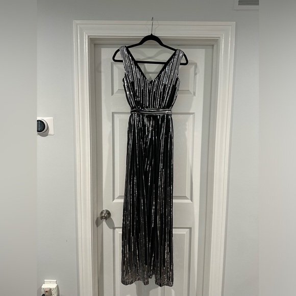 City Goddess Sequin Chiffon Wrap Maxi Dress - Picture 3 of 5